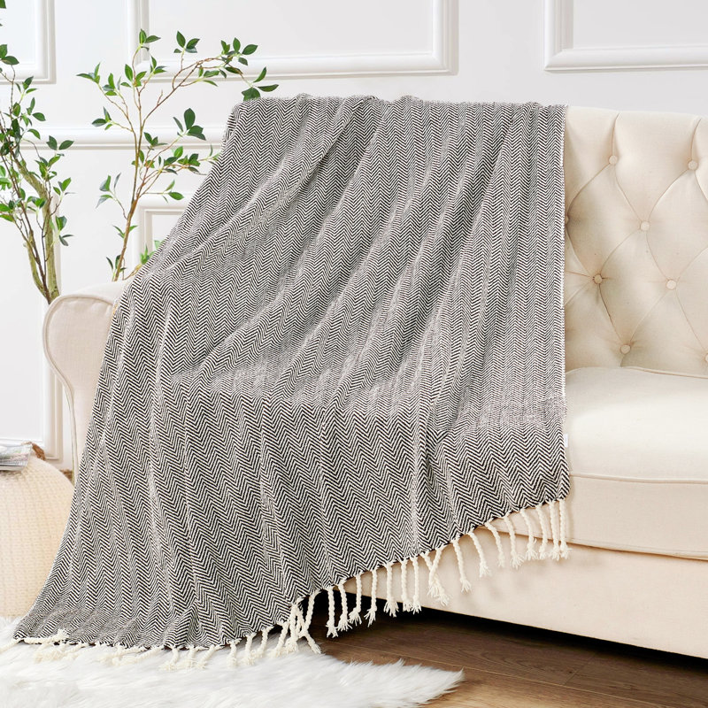 Chevron Knitted Throw Blanket, Seal Brown
