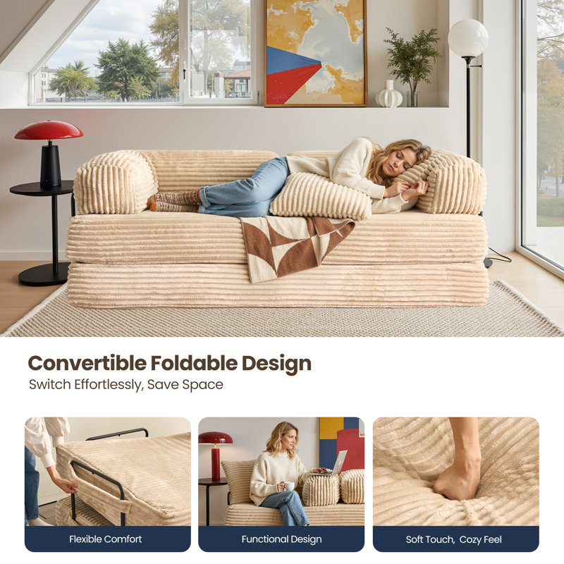 Canapé-lit modulaire de 80 po Modern, Beige