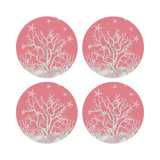 Coral Branch Vegan Leather Round Pebble Placemat