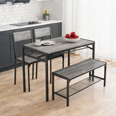 Ensemble de table et de chaises de cuisine, comprenant 4 pièces en bois massif, hauteur du siège de 45,7 cm (18 po) et 2 chaises.