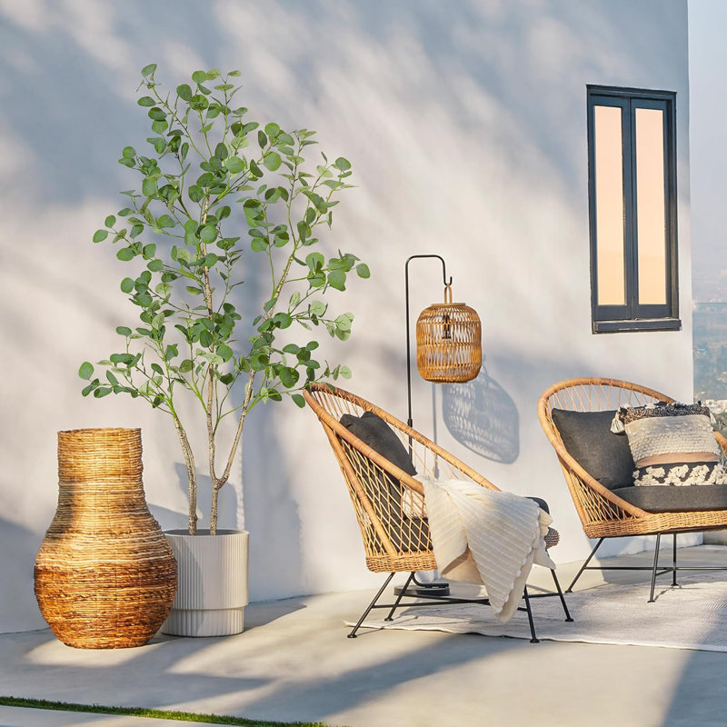 Arbre d'eucalyptus artificiel avec feuilles rondes, 4 à 7 pi plante d'olivier artificiel pour la maison ou le bureau