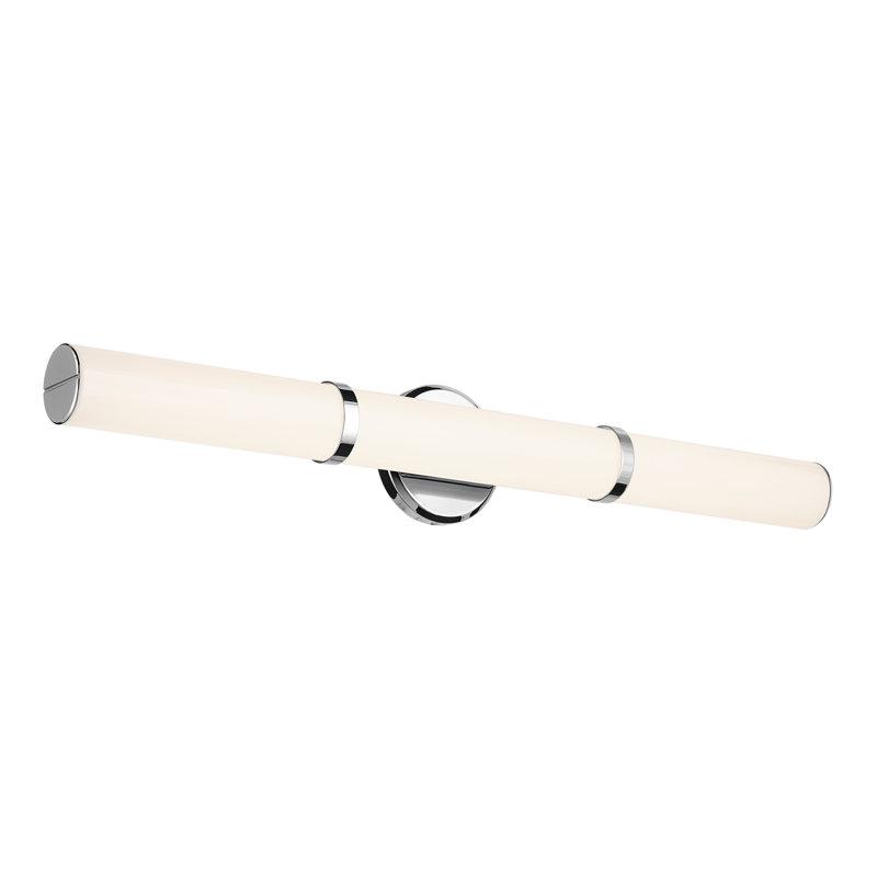 32" Bath Bar Large LED with White Glass, Chrome
