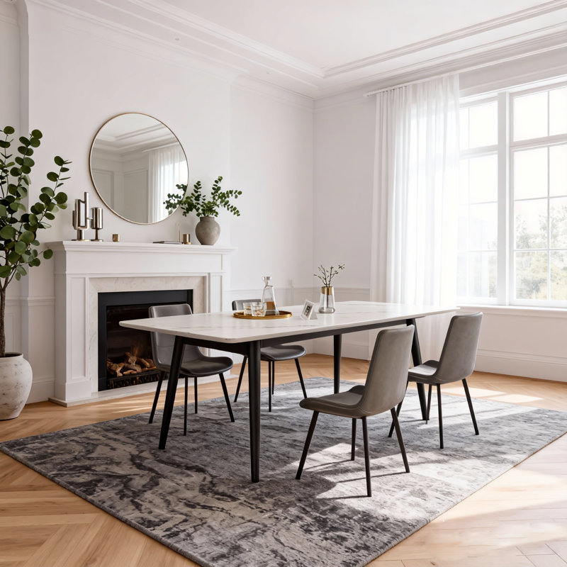 Stone Top Metal Base Dining Table