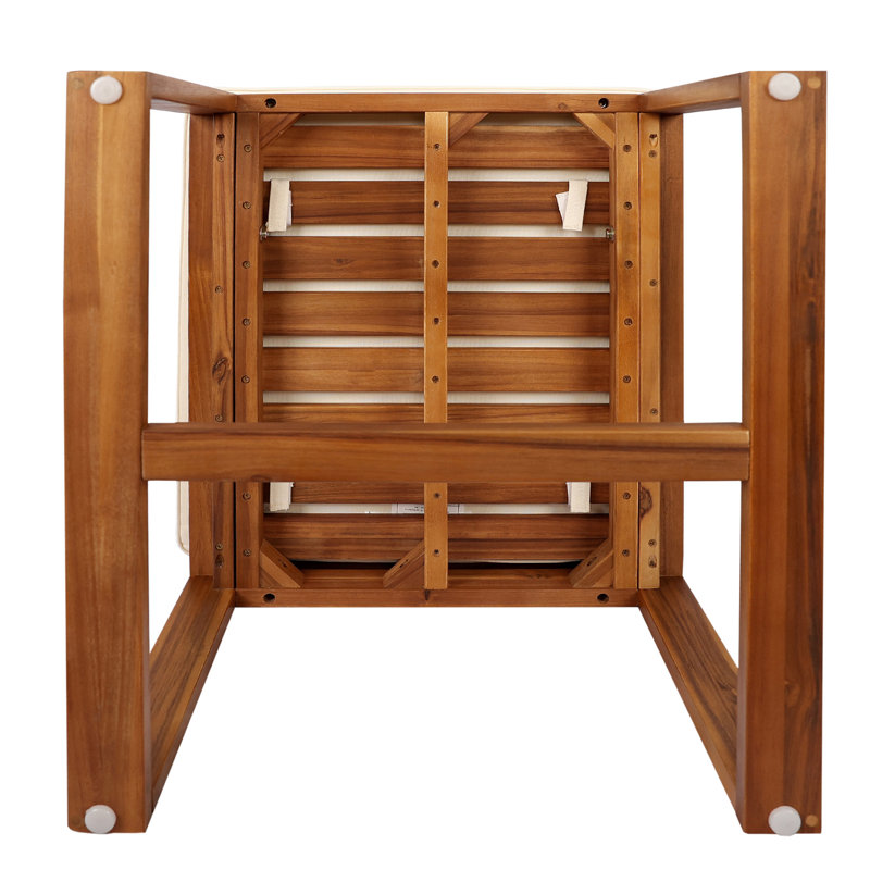 2 chaises de patio 2 pièces - L'artisanat du bois, coussin beige, crée un environnement accueillant et confortable de 2 pièces en bois, de couleur élégante