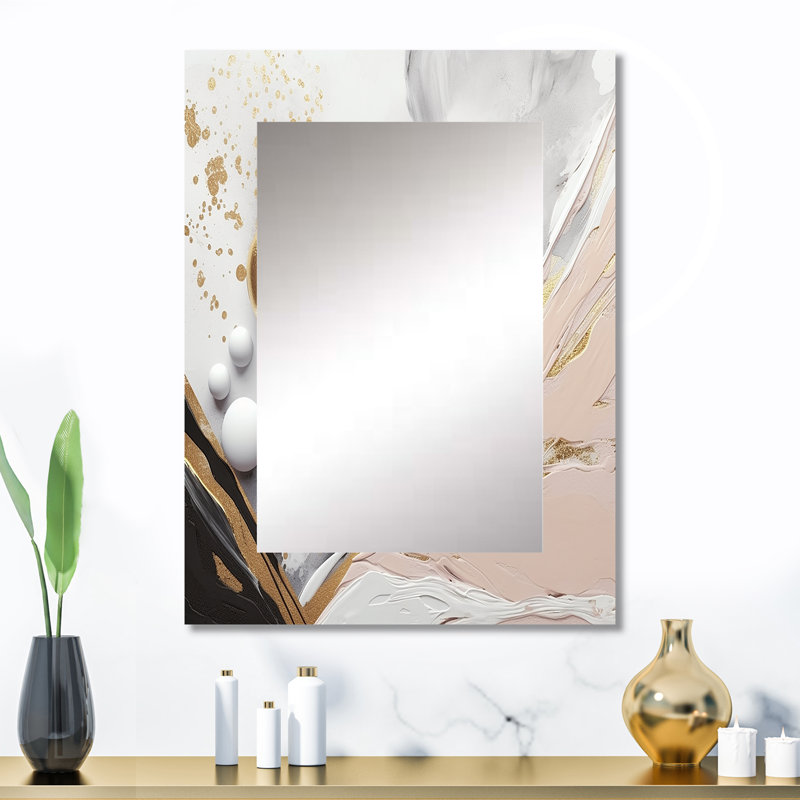 Blanc et or mystérieux marbre - miroir mural unique en marbre, miroir blanc, impression d'art en métal, 32 po x 24 po