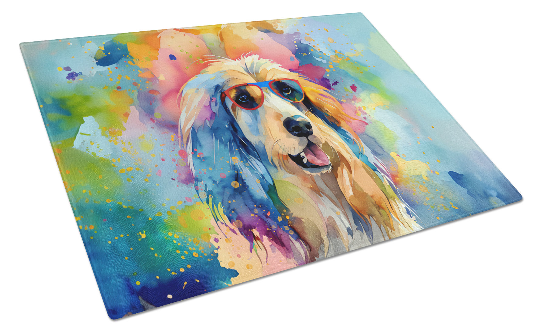 Caroline's Treasures Afghan Hound Hippie Dawg Glass Cutting Board Large ...