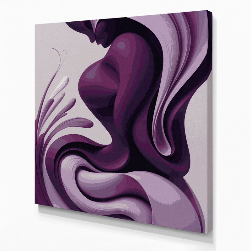 Abstrait art figuratif sur toile mauve 5, H 12 po x l 12 po