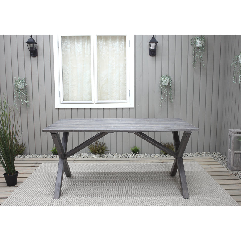 Gaynelle Rectangular Pine Solid Wood Outdoor Dining Table - 195.58 cm W 381 cm D, Shabby Elegance Grey, Shabby Elegance Grey