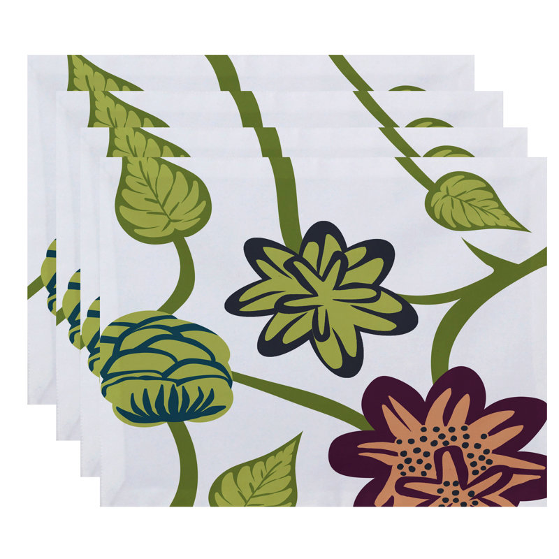 Albus Polyester Floral Rectangle Placemat, Purple