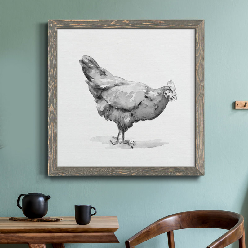 Toile encadrée de qualité supérieure Barn Fowl II - prête à être accrochée, H 20 po x l 20 po x P 1,5 po, Cadre gris