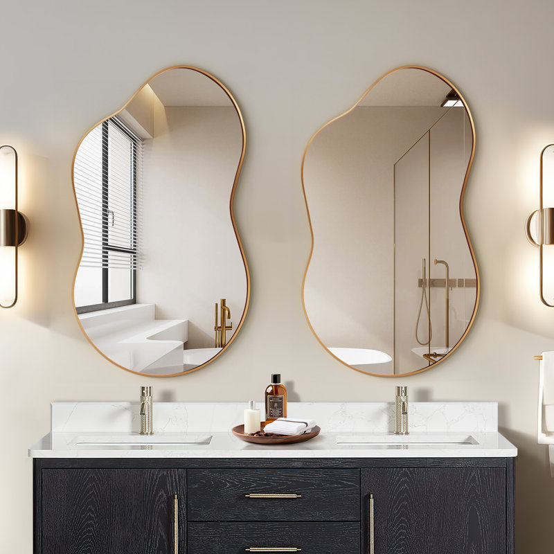 Cloud Shaped Metal Wall Mirror Sets, Gold, 46" x 26"
