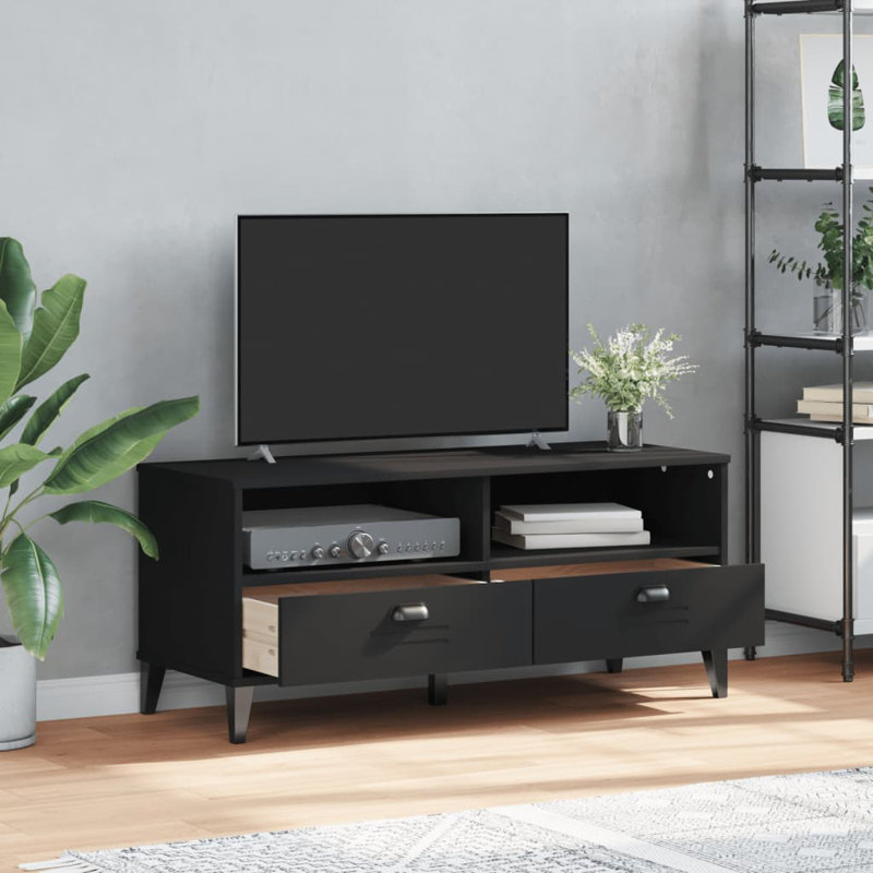 Oonagh Unfinished TV Stand for TVs up to 49" with Fireplace Included, Black