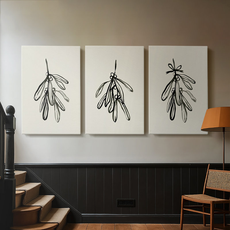 «Mistletoe S croquis I», toile tendue sur mesure - 3 pièces, H 27 po x l 54 po