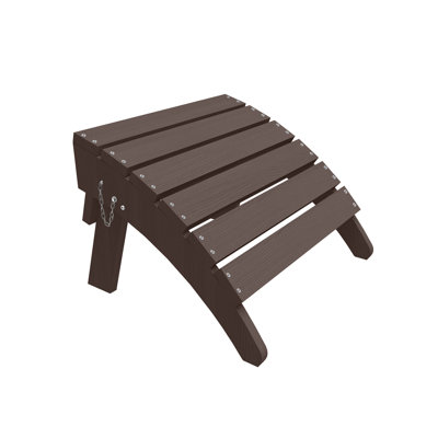 HDPE Folding Adirondack Ottoman All-Weather Outdoor Footrest with Wood Grain Finish for Patio, Porch & Garden