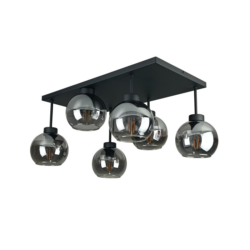 Alexender Glass Semi Flush Mount, Smoky, Black