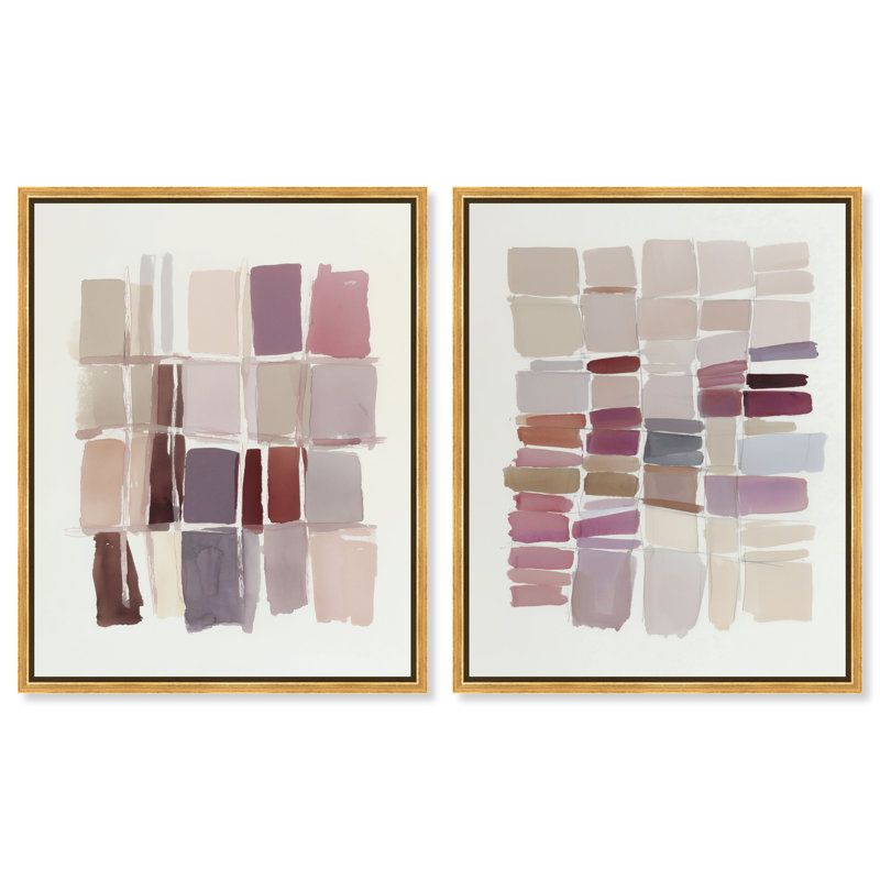 «Tonal Gridwork Duet», reproduction d'art sur toile encadrée par Art Remedy, cadre en noyer, 20 x 24, H 25 po x l 21 po