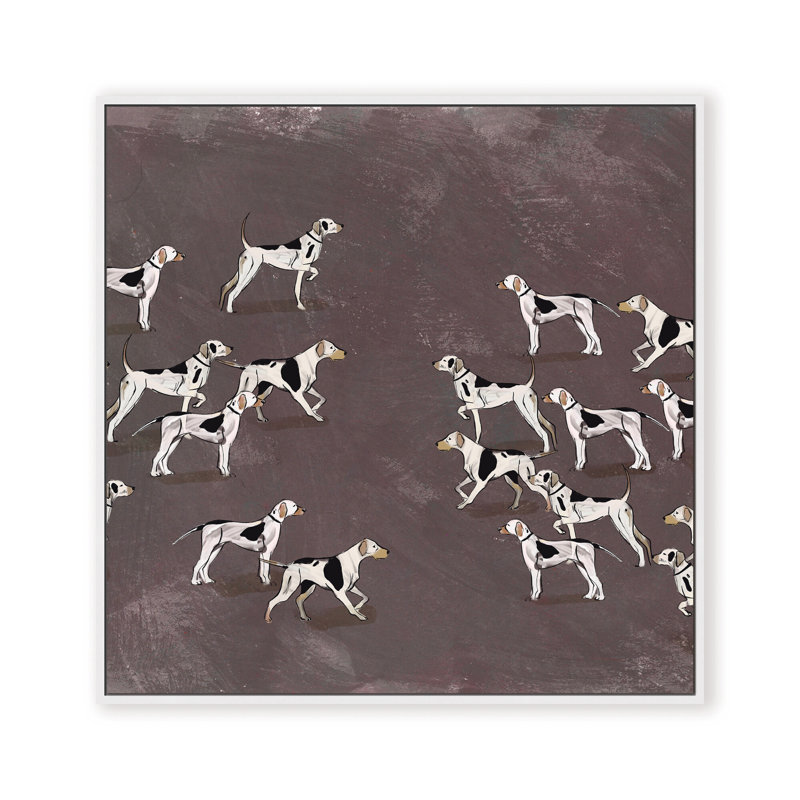 Nature Inspired Modern Ensemble: Sleek Hound Soirée, 36" H x 36" W, Framed Matted Print, Gold
