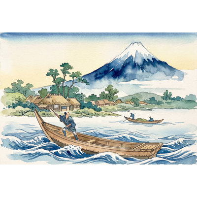 Mont Fuji, paysage japonais, aquarelle amovible, décoration murale