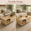 Table basse à plateau relevable en bois avec compartiment caché et grande tablette de rangement-133962513