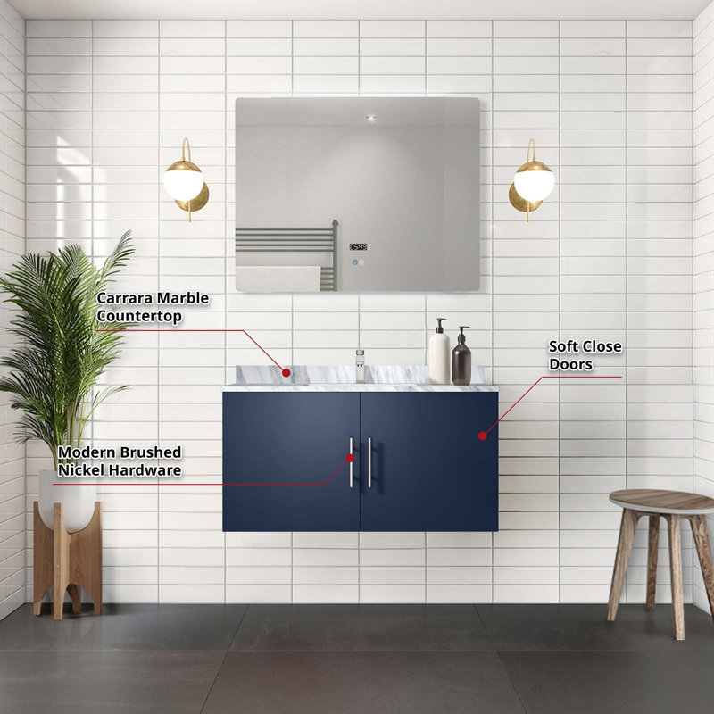 Bath Vanity With Faucet Set And LED Mirror, Blue