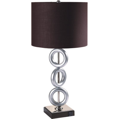 ONE PAIR OF 29"H SILVER 3-RING WITH OUTLET TABLE LAMP (2PC/CTN)