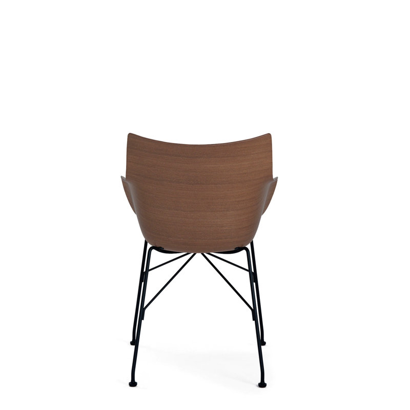SmartWood Arm Chair, Veneer Dark Wood with Black