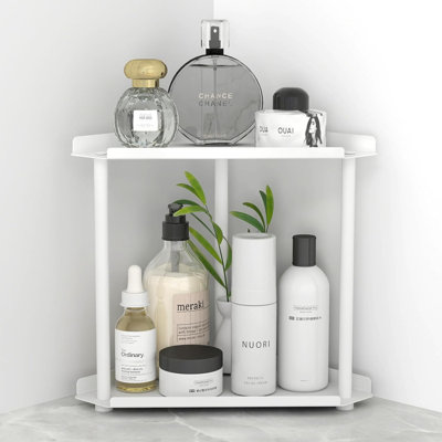 Organisateur de coin de comptoir de salle de bain, comptoir de rangement de salle de bain, tablette de rangement de comptoir
