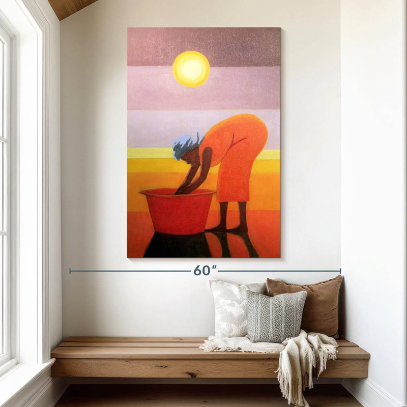 Leisha The Red Bucket, 51" H x 34" W
