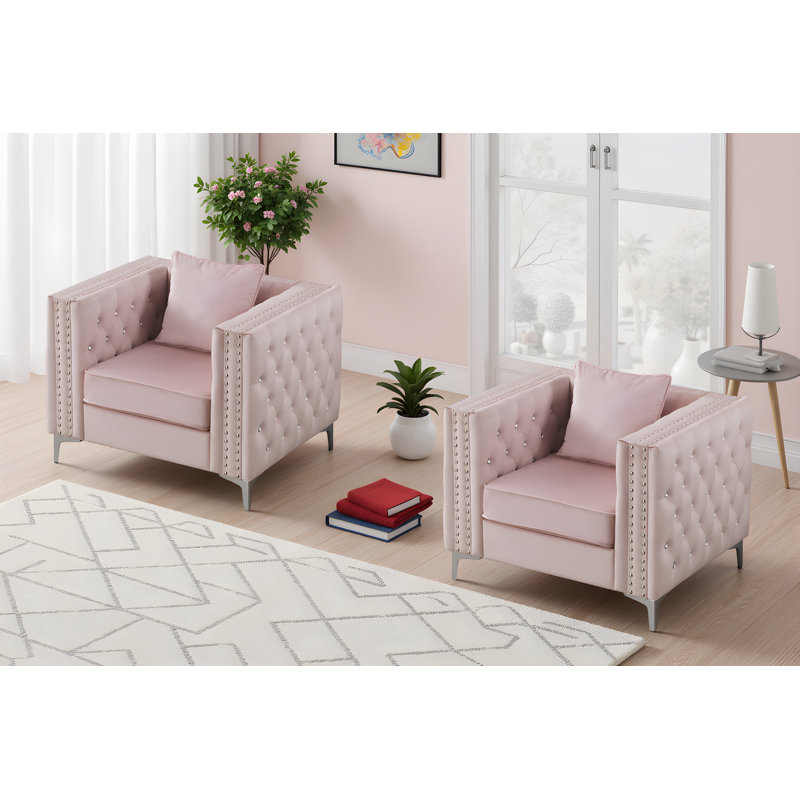 Ensemble de 2 chaises en velours Lyon, Rose