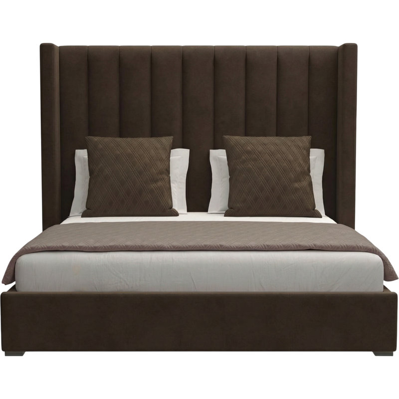 Esparto Upholstered Wingback Bed, Brown Flax Revolution®, California King (Mid)