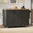 51" Fluted Kitchen Island with Drop Leaf, Farmhouse Accent Kitchen Island on Wheels with Internal Storage Rack, Rolling Kitchen Cart with Towel Rack for Kitchen, Dining Room, Black Ash-909509979