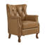 Fauteuil Redi 29,5 po L en cuir véritable, style moderne du milieu du siècle, avec dossier capitonné, pieds en bois massif et garniture cloutée.-129161158