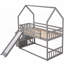 Lit simple superposé avec glissade convertible Escalier de rangement (pas besoin de sommier, bois de pin robuste)-1179923604
