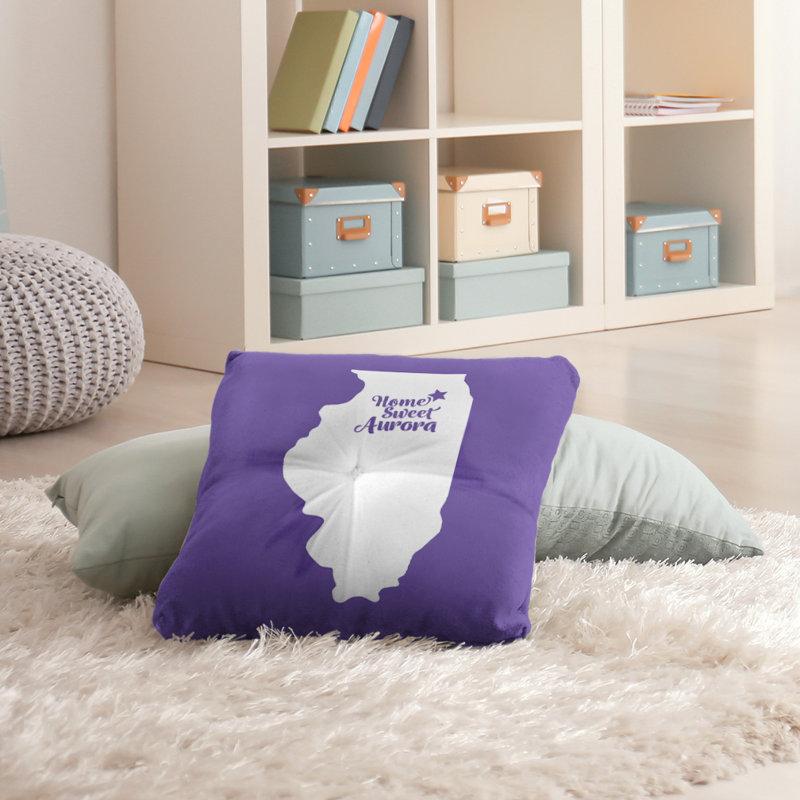 Reversible Throw Pillow, Purple, 36" H x 36" W, Aurora/Illinois