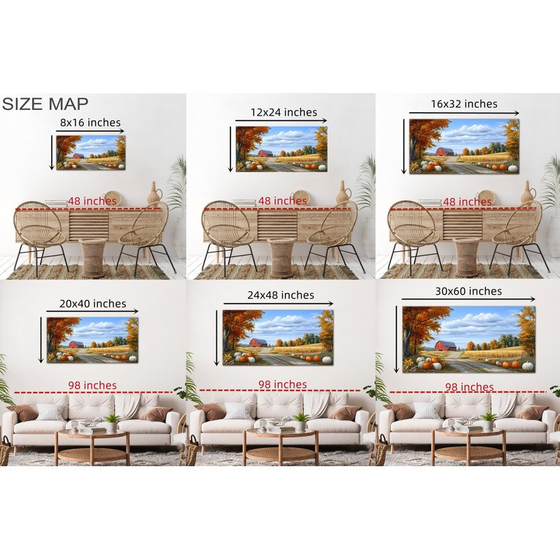 Grand art mural sur toile d'automne - citrouille, décoration murale, peintures d'automne campagnard, récolte, champ de maïs, art mural pour le salon