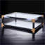 Table basse moderne en verre transparent avec plateau trempé de 5 mm, dégagement de 2 pouces Rangement ouvert pour le salon