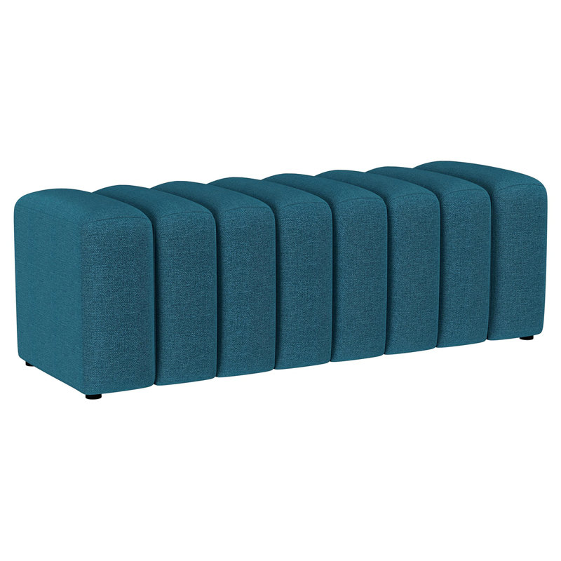 Banc d'appoint rembourré en tissu Delsur, Bleu paon