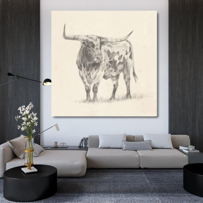 Art sur toile tendue par Foundry Select Harper, Ethan Gallery: Longhorn Steer S Croquis II