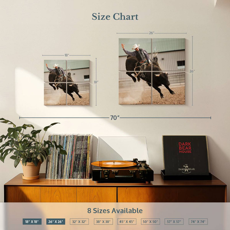 Rodeo taureau Brampt Cowboy, H 26 po x l 26 po