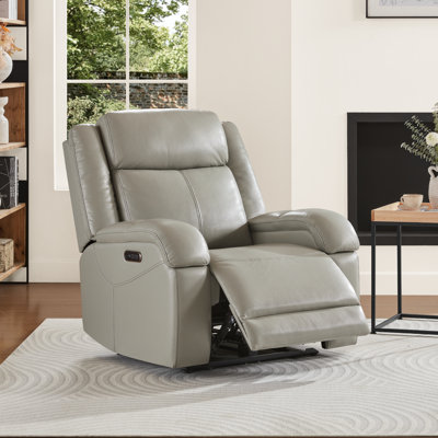 Fauteuil inclinable électrique Zachery en cuir véritable avec port USB