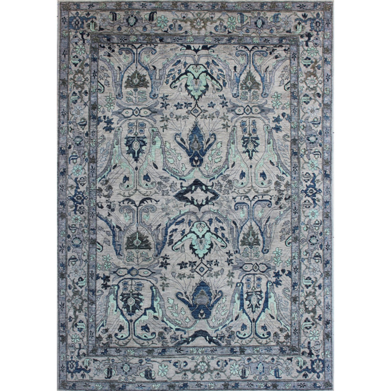 Tapis gris noué à la main de haute qualité