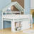 Loft Bed With Canopy Roof, Built-In Storage Cabinet And Shelves-367816738