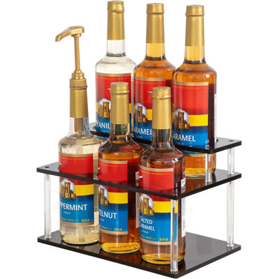 Acrylic Coffee Syrup Organizer, 2 Tier Coffee Syrup Rack ,6 Bottle Capacity, Syrup Bottle Holder Stand for Coffee Bar, Kitchen Countertop Syrups, Condiments and Wine