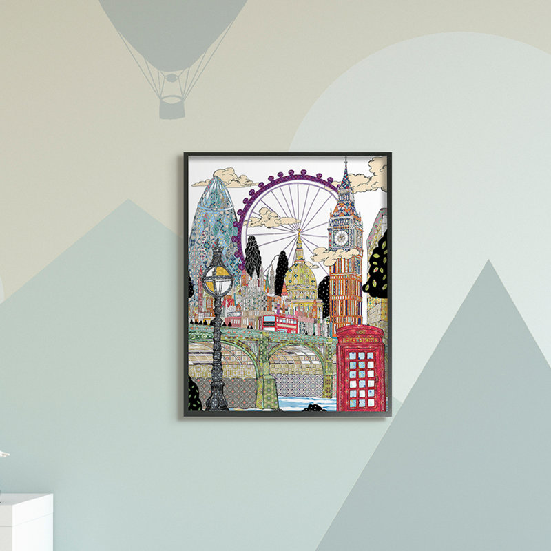 Ridgway, Londres, Angleterre, points complexes, motifs d'arabesques, art, Giclée encadrée noir minuit
