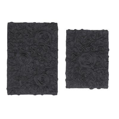 Schoenberger 2-Piece 100% Cotton Bath Rug with Spray Latex Non-Slip Backing Set