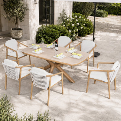 6 - Person Aluminum Dining Set with Removable Cushions and Oval Sintered Stone Table