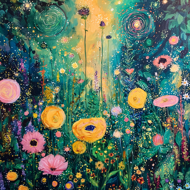 «Dream Garden Night», art mural sur toile, H 40 po x l 40 po x P 1,5 po