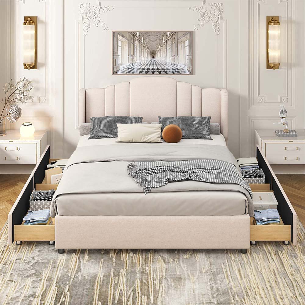 Beautiful Yellow Red Shaneel Work Bed With Storage main image 1