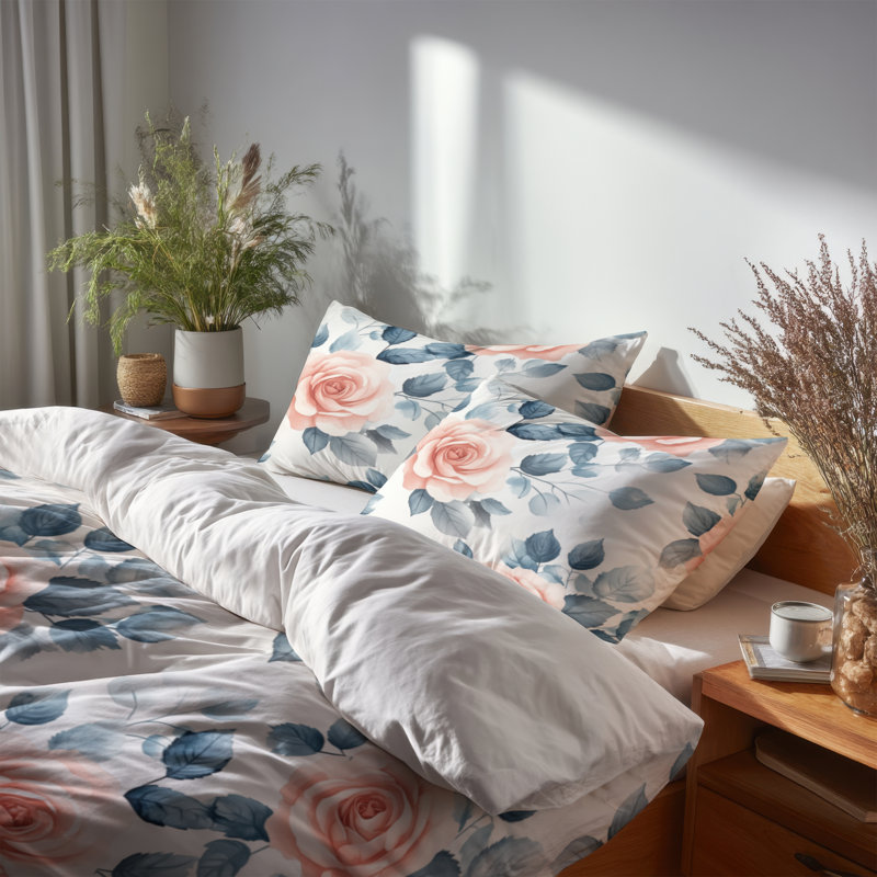 Ensemble de literie pour fille 3 pièces - Ensemble de housse de couette et coussin décoratif Garden
