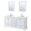 Ensemble de meuble-lavabo double autoportant Deborah avec plateau en quartz et miroir-98141394-98141395-98186460